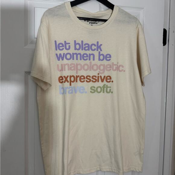 Roots Cream T-Shirt with Bold Multicolor Print - Picture 1 of 2